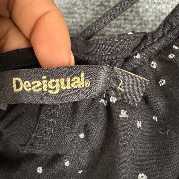 Desigual Cassius Dress Womens Large Black Constellation Ruffle Sleeveless Mini - Picture 5 of 12